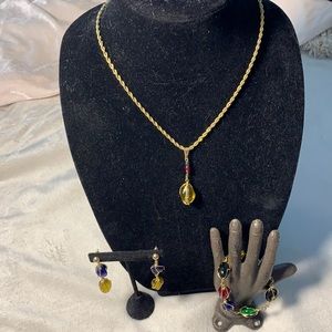 Necklace earrings and bracelet jewelry set